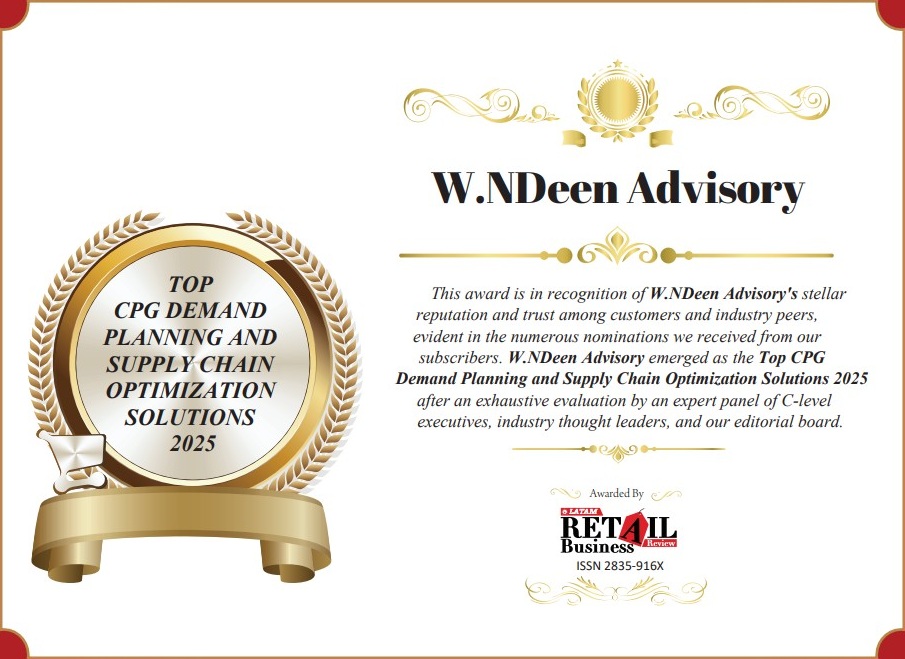 W.NDeen Advisory recognized as Top CPG Demand Planning and Supply Chain Optimization Firm 2025 by Retail Business Review.