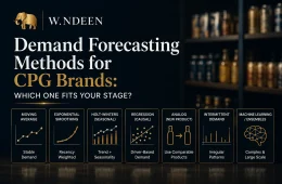 Demand forecasting methods for CPG brands comparing moving averages, exponential smoothing, seasonal models, regression, and advanced forecasting